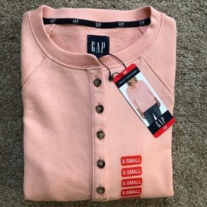 GAP HENLEY SWEATSHIRT, PEACH MELBA, XS